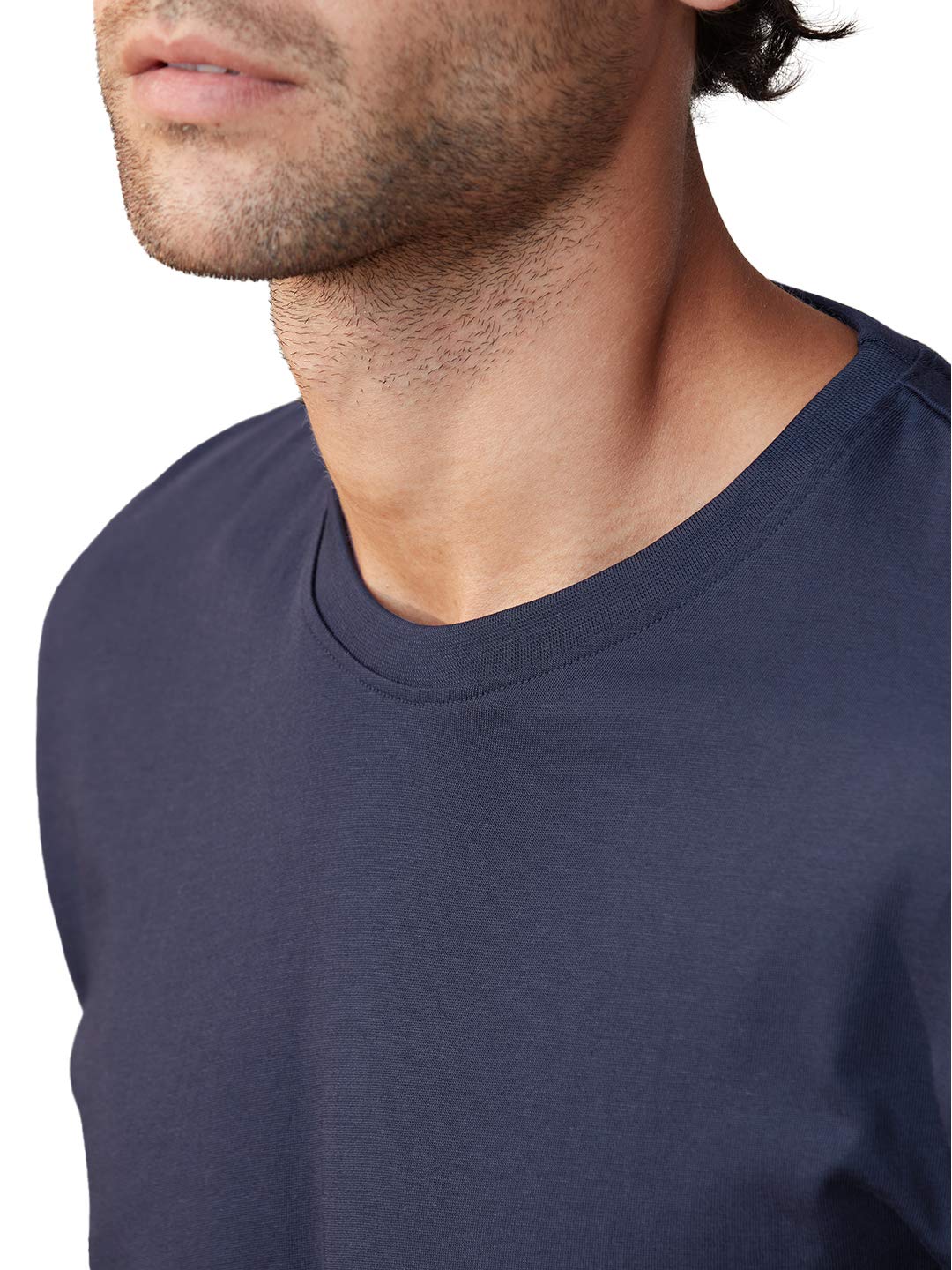The Souled Store Supima Cotton Half Sleeve: Navy Blue Mens and Womens Solid Cotton T-Shirts