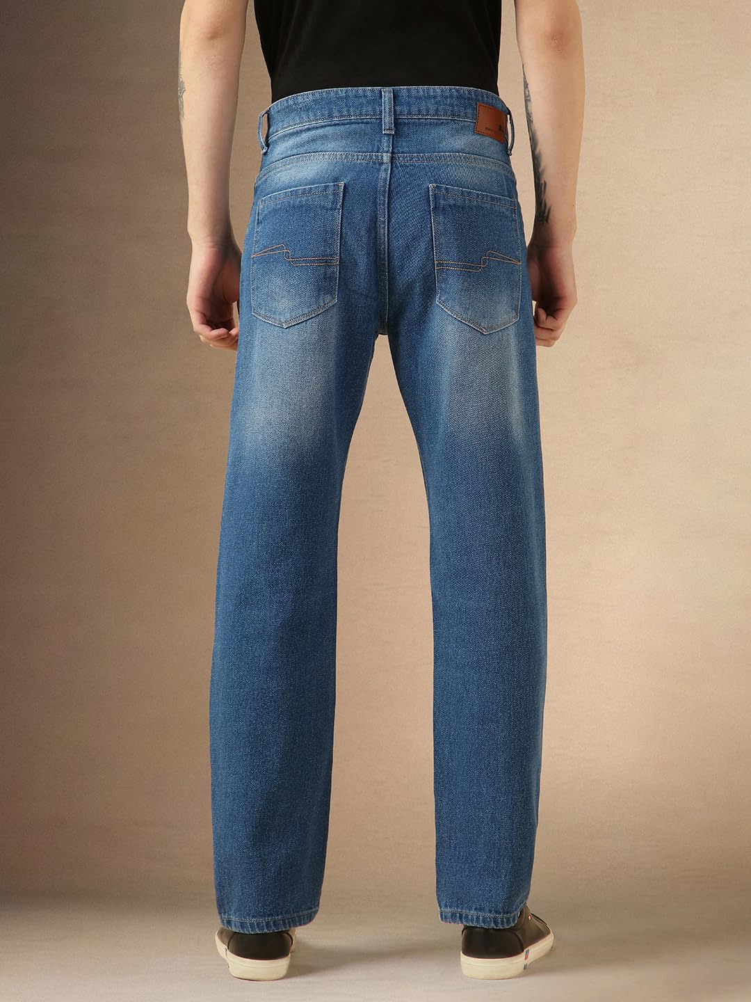Dennis Lingo Men Blue Cotton Relaxed Fit Mid-Rise Jeans