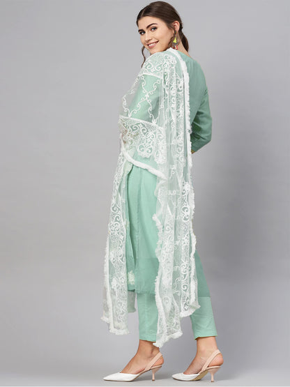 ANNI DESIGNER Cotton Women Casual Style Kurta With Pant & Dupatta