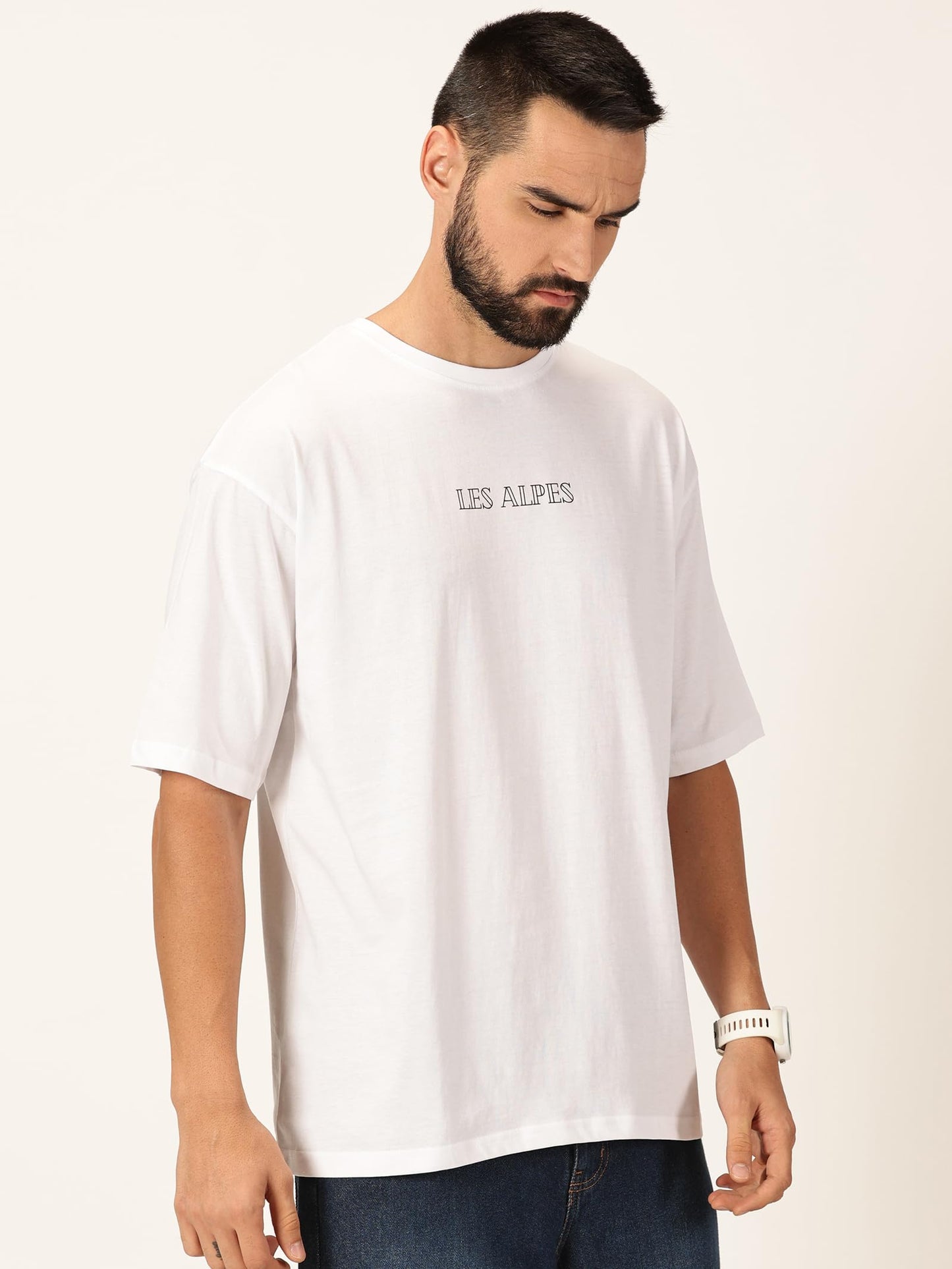 Thomas Scott Mens Oversized Fit T-Shirt (TSKOversized_White Les Alpes