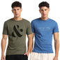 Nobero MenS Graphic Regular Fit T-Shirt (1M-Twts-C0702_Olive Green/Marine