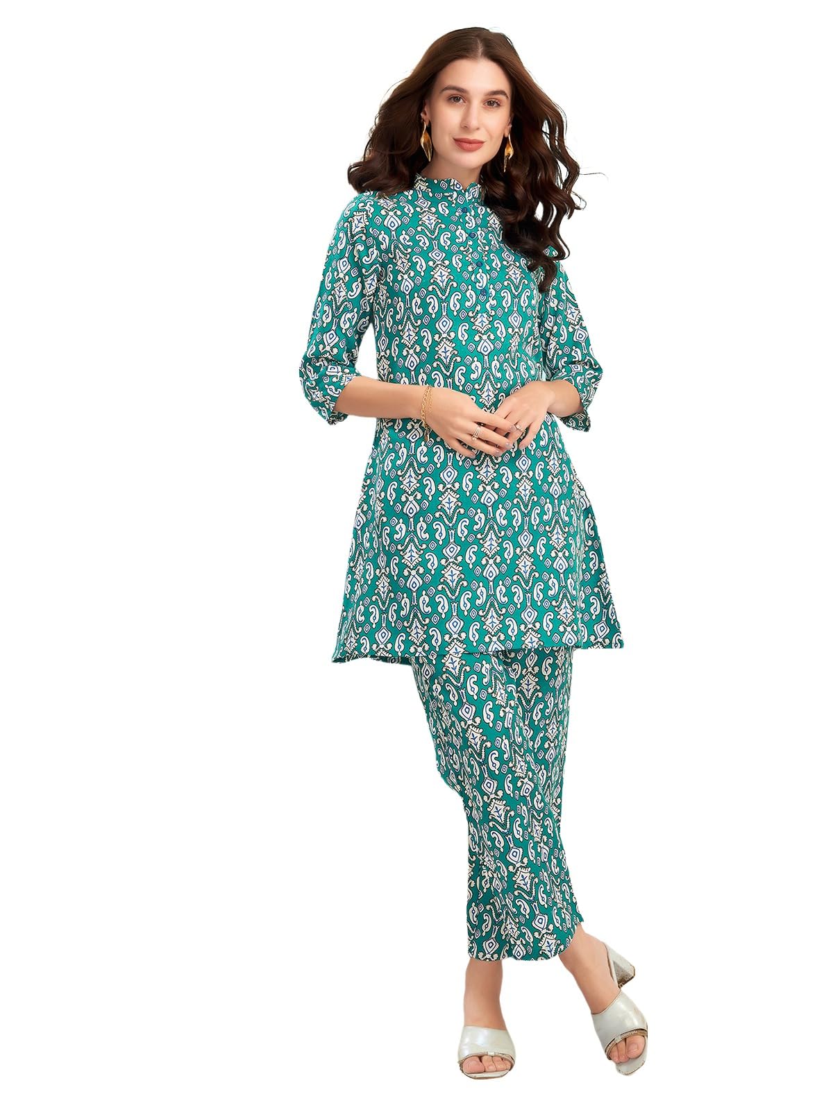Selvia Co-ords Set for Women | Cotton Blend Top & Trouser Co-ords Set | Formal Co-ords Set for Women | Printed Two Piece Co-ord