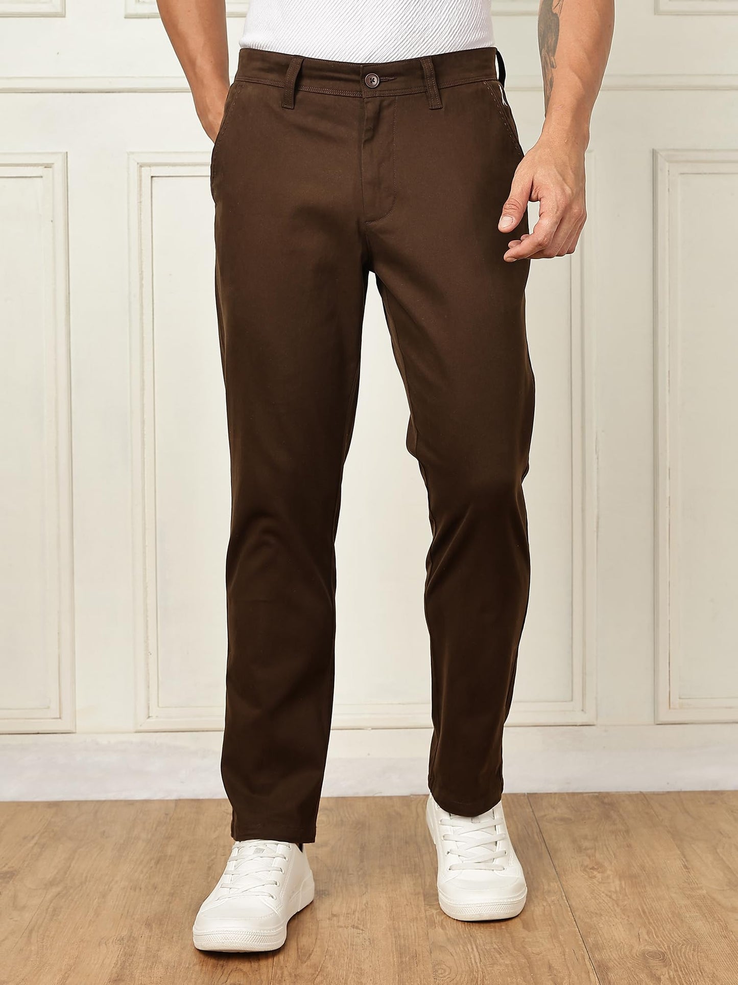 Thomas Scott Mens | Solid | Light Weight | Breathable Fabric | 4 Pockets | Regular Fit | Trouser | Chinos | Pants for Men (CCBT