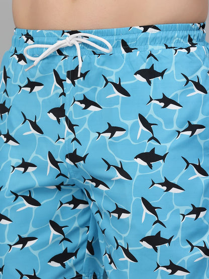 Style Quotient Men Blue Printed Sports Shorts