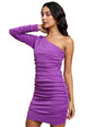 Ketch WomenS Cotton Blend One Shoulder Bodycon Dress Above The Knee Khj6000528_Purple