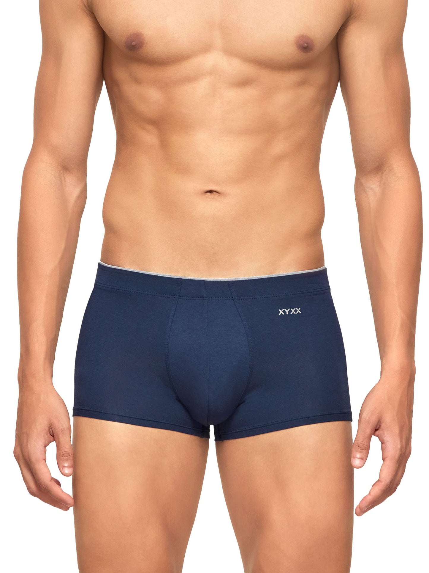 XYXX Mens Underwear Uno IntelliSoft Antimicrobial Micro Modal Trunk Pack of 5 (Dress Blue ; Coral Grey ; Black ; Heather Grey ;