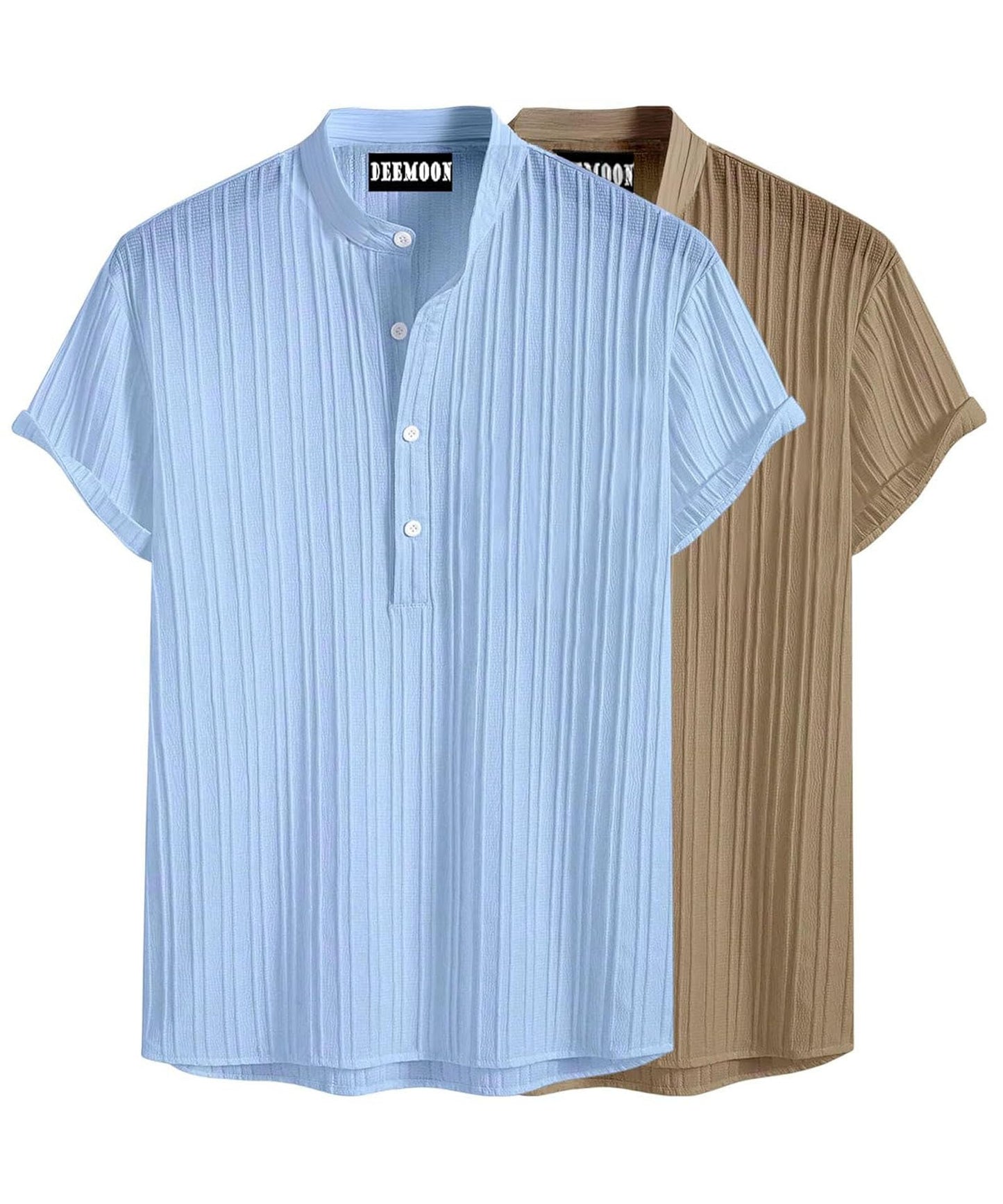 Deemoon Combo Of MenS Polyster Kurta With Mandarin Collar, Half Placket Buttons, Front Pocket | Half Sleeves | Soft & Breathabl
