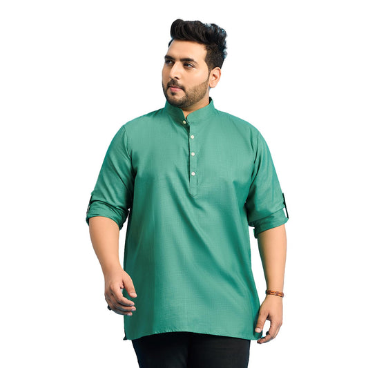 Bigbanana Plus Size Men'S Regular Fit Solid Short Kurta (Pollan-Green,Green,7Xl)