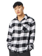The Souled Store Plaid : Black,White Men and Boys Long Sleeve Collared Neck Button Down Linen Relaxed Fit Check Shirts