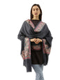 Pashmoda Womens 100% Pure Wool Nalki Embroidered Stole, Shawl and Wrap, Woolmark Certified, Sustainable and Natural Fabric (Size