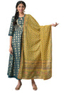 Yellow Placement Print Silver Chiffon Dupatta
