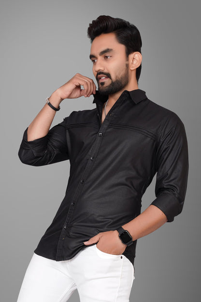 Besix MenS Cotton Solid Shirt With Spread Collared Full Sleeve Curved Hem Standard Tailored Fit Length | Shirts For Men Cotton