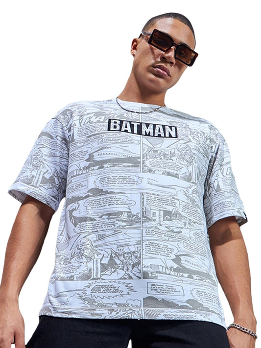 Bewakoof Heavy Duty 1.0 Official DC Merchandise Mens All Over Printed Oversized T-Shirt_582883_White_XL