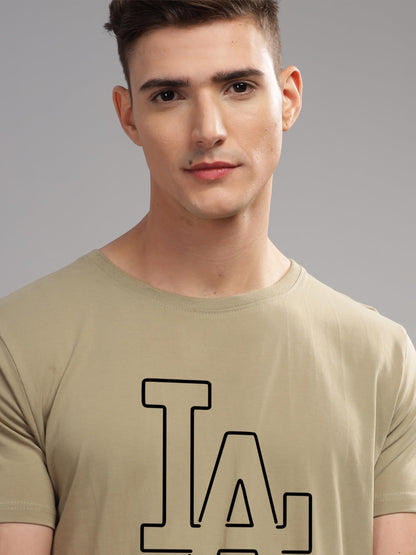 ADRO Mens Printed T Shirt - Premium Cotton Graphic Printed Tshirt - Beige T-Shirt - RN24-LA-BE