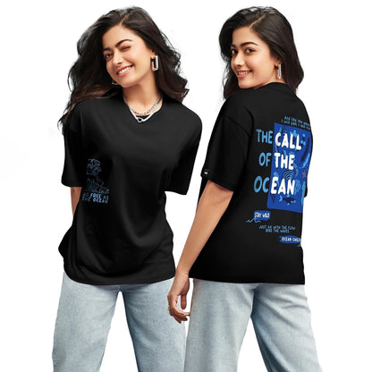 Bewakoof Women Cotton Graphic Printed Oversized T-Shirt_610991_Black_L