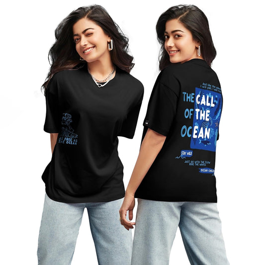 Bewakoof Women Cotton Graphic Printed Oversized T-Shirt_610991_Black_L