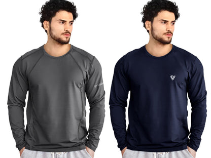 Noble Monk MenS Regular Fit T Shirt (Combo Pack Of 2) |Full Sleeves |Round Neck |Casual Tshirt For Men
