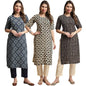 Pinkmint Straight Crepe Kurta & Pant For Women Ethnic Kurta Set For Women (Pack Of 3)