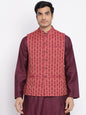 Fabindia Men Cotton Regular Fit Nehru Jacket Maroon_S