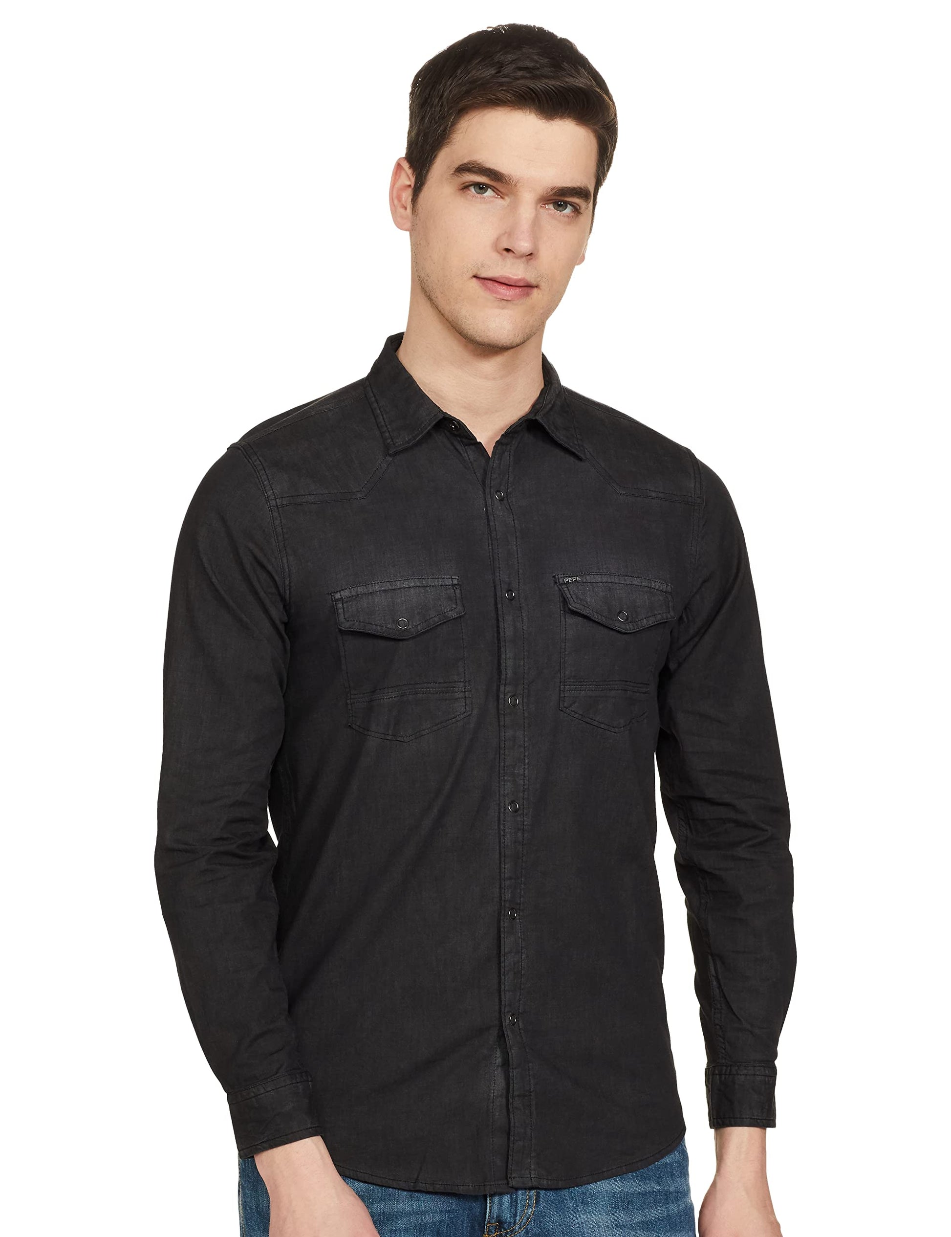 Pepe Jeans MenS Solid Regular T-Shirt (Pm306600Ua0_Stretch Denim-Grey_Xxl 2Xl)