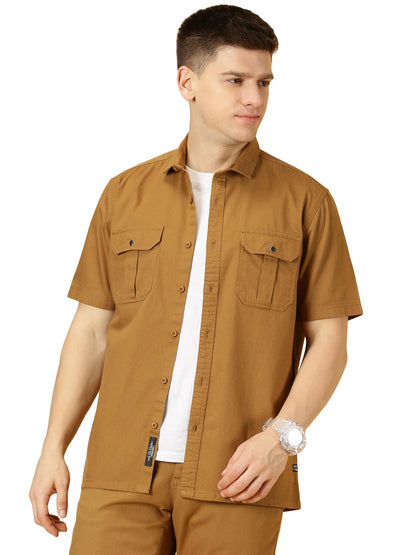 Thomas Scott Mens | Half Sleeve | Double Pockets | Solid | Regular Fit Plus Size | 100% Cotton | Spread Collar | Casual Shirts (