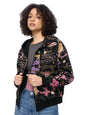 The Souled Store Kung Fu Panda: Warrior Women and Girls Long Sleeves Hooded Neck Zipper Front Black All Over Printed Cotton Blen