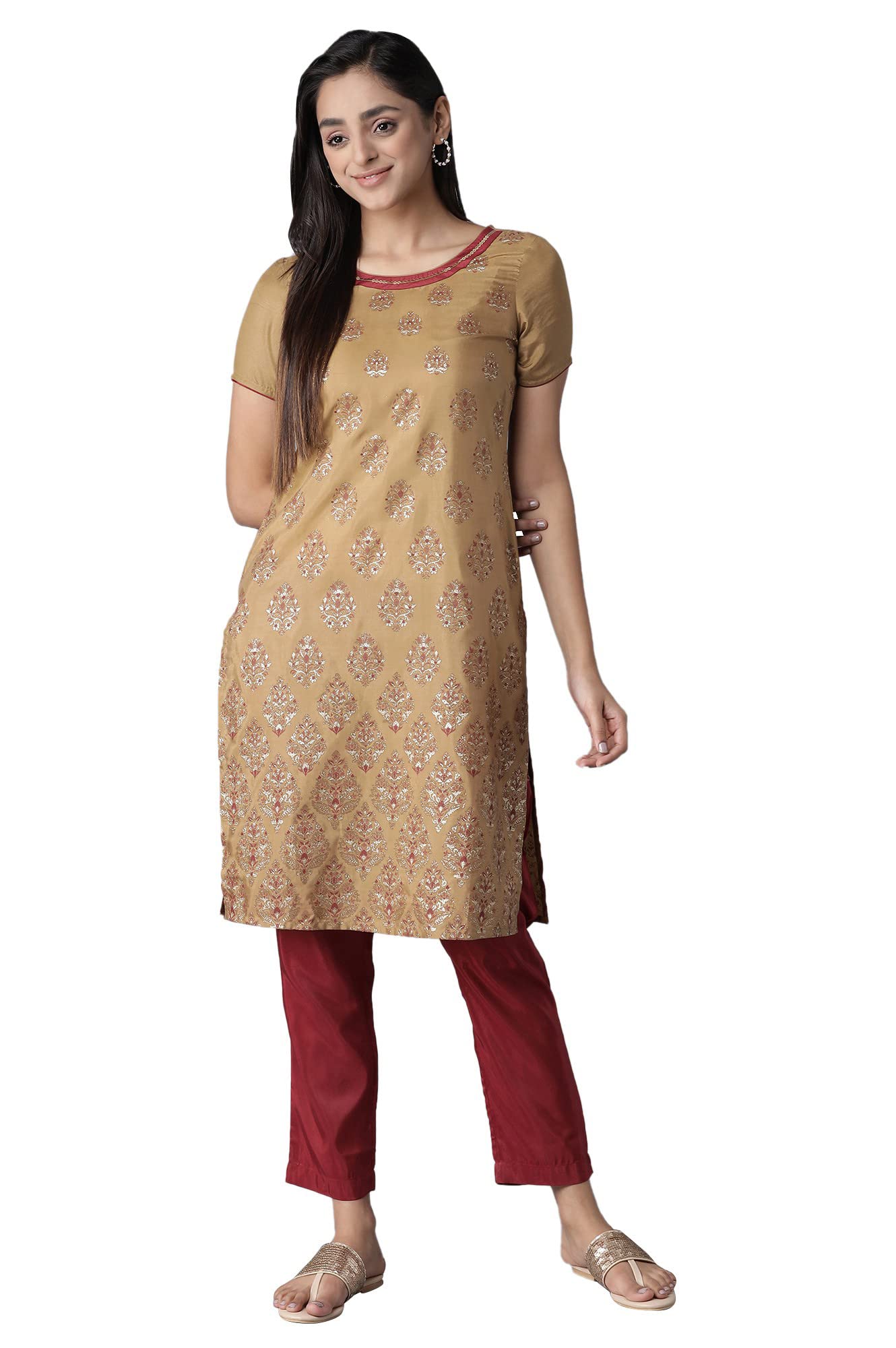 Aurelia Women's Polyester Regular Kurta-Straight Palazzo