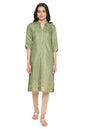 Aurelia WomenS Polyester Green Ornamental Mandarin Collar Straight Kurta_21Aua12719-504388_Xs