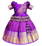 White Button New south Indian traditional pattu pavadai Jecquard Lehenga choli for girls dress (6-7 Years, Violet)
