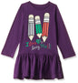 T2F Girls Cotton A-Line Knee-Length Casual Dress (GLS-DRZ-05_Purple