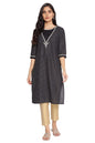 W for Woman Women's Cotton Mock Neck Straight Kurta