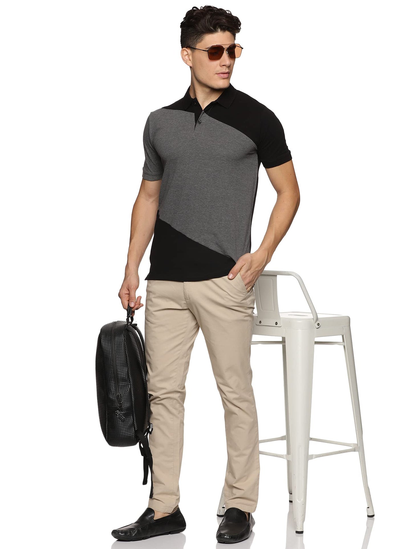 ADRO Premium Cotton Multicolor Polo T-Shirt for Men (PN23-S2-BLDG_Black)