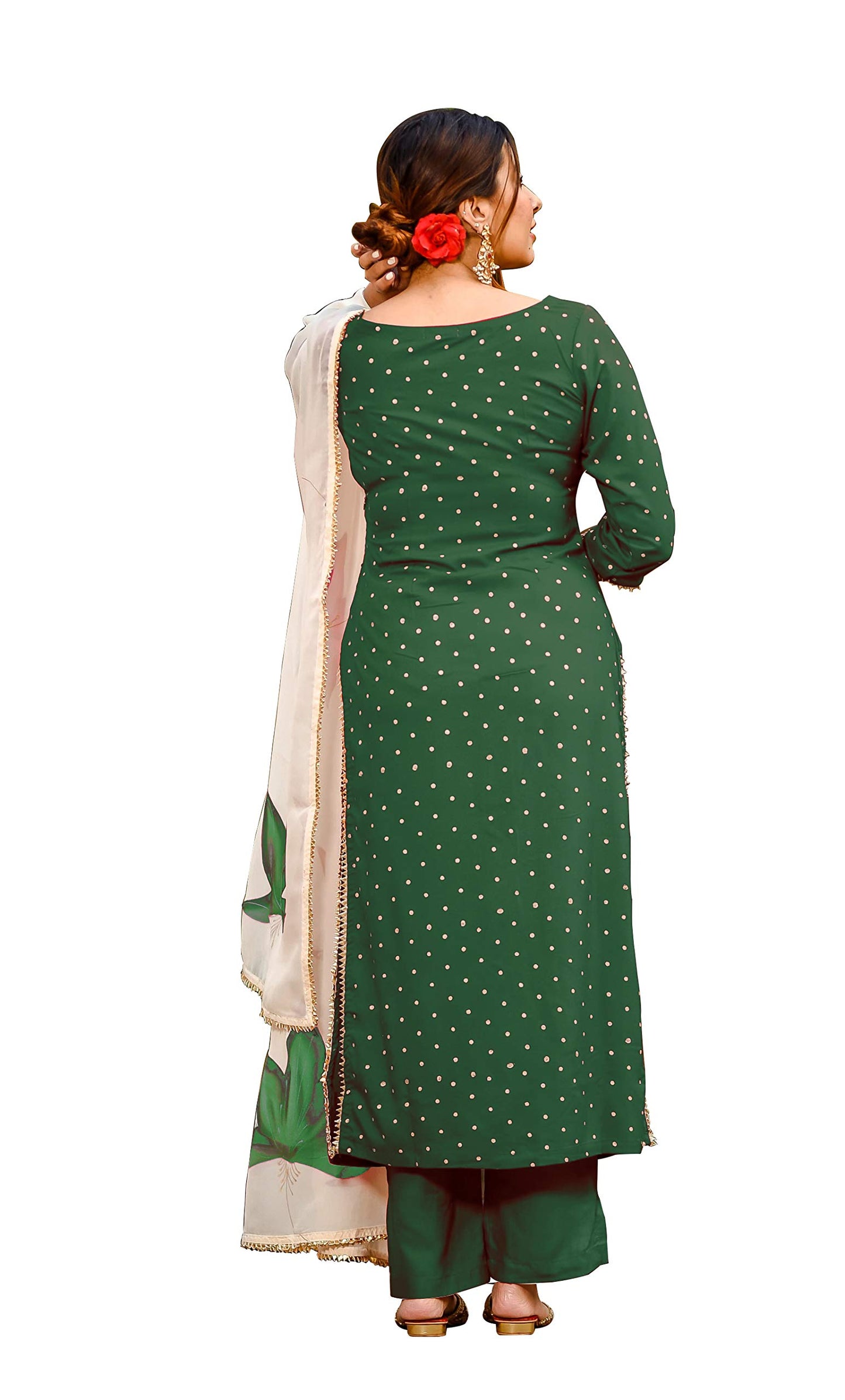 ANNI DESIGNER Women's Handpainted Suit Set (TAE RAYON GREEN)