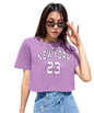 SHODOX 100% Cotton Crop top for Women - Printed Raglan Sleeve Stylish T-Shirt, Oversized fit Drop Shoulder Crop Top for Women