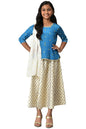 Aurelia Girl's Polyester Kurta-Flared Skirt-Dupatta (22AUG10204B-604509_Blue
