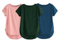 Fabricorn Combo Of Three Plain Bottle Green, Dusty Rose And Airforce Blue Round Neck Up And Down Cotton Tshirt For Women (Bottle