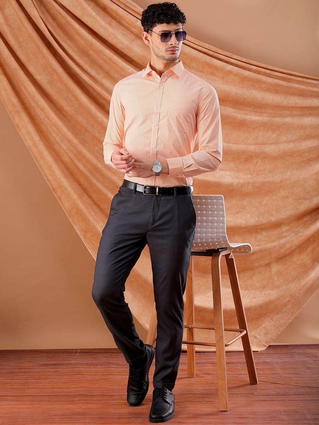 The Indian Garage Co Mens Slim Fit Shirt (0424-SHFRST-02-04_Orange