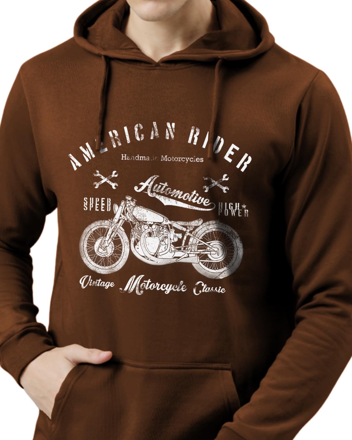 ADRO Men's Cotton Neck Hooded Sweatshirt (H24-AME-BR)