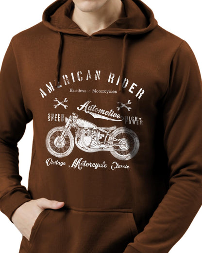 ADRO Men's Cotton Neck Hooded Sweatshirt (H24-AME-BR)
