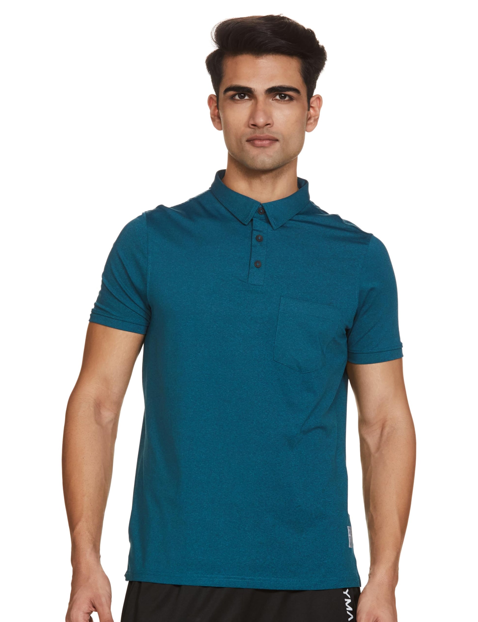 Turtle Men Poly Spandex Melange Slim Fit Solid Polo Tshirt