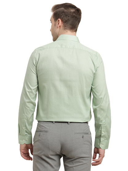 Turtle Men 100% Cotton Slim Fit Light Green Printed Full Sleeve Formal Shirt