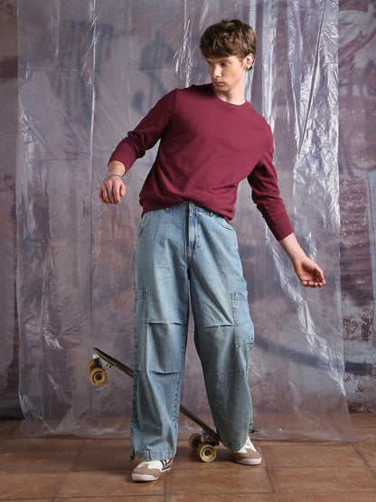 Hubberholme Men Cotton Washed Baggy Mid-Rise Jeans 7