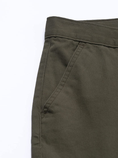 Dennis Lingo Slim Fit Dark Olive Solid Cargo for Men