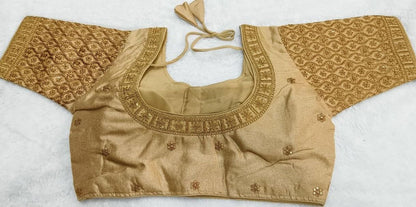 Pujia Mills WomenS Readymade Blouse Embroidery Multi Coding Gold Thread Indian Ethnic Designer Stitched Half Sleeve WomenS Rea