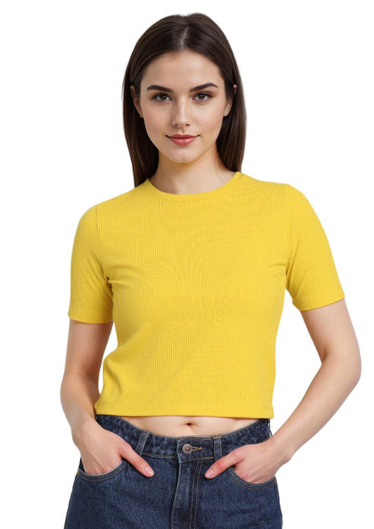 Fyltr WomenS Solid Regular Fit T Shirt (Fylss25Wkt-1010_Honeycomb Yellow