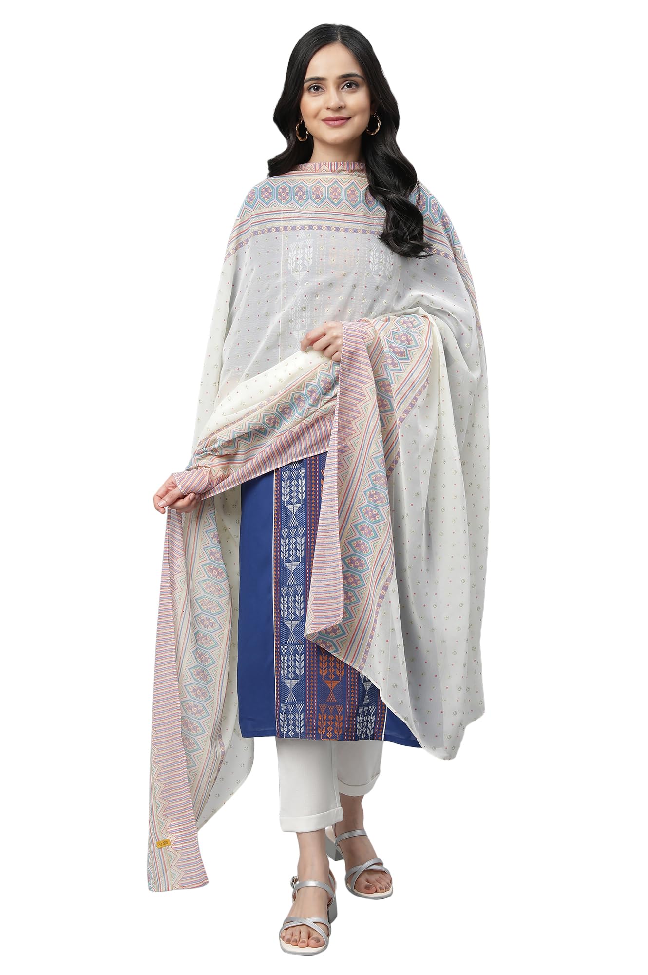 Aurelia White Floral Printed Georgette Dupatta (Size: Freesize)-23Fea80002-506892