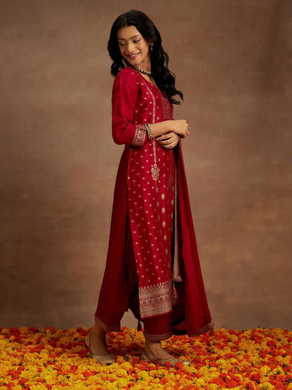 Libas WomenS Silk Blend Kurta Sets (48047_Pink