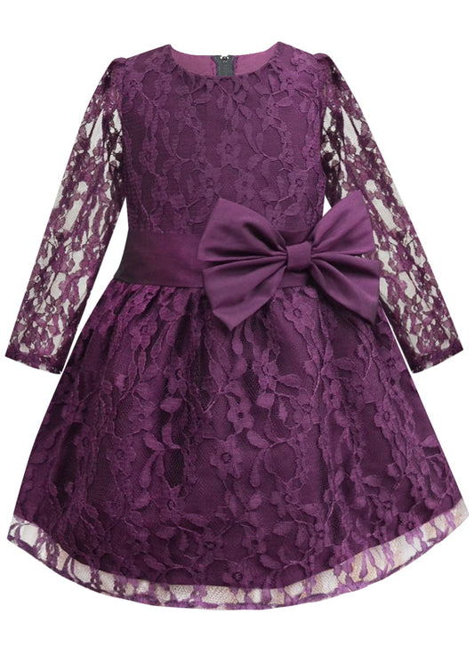 A.T.U.N. Girls Double Bow Dress Wine