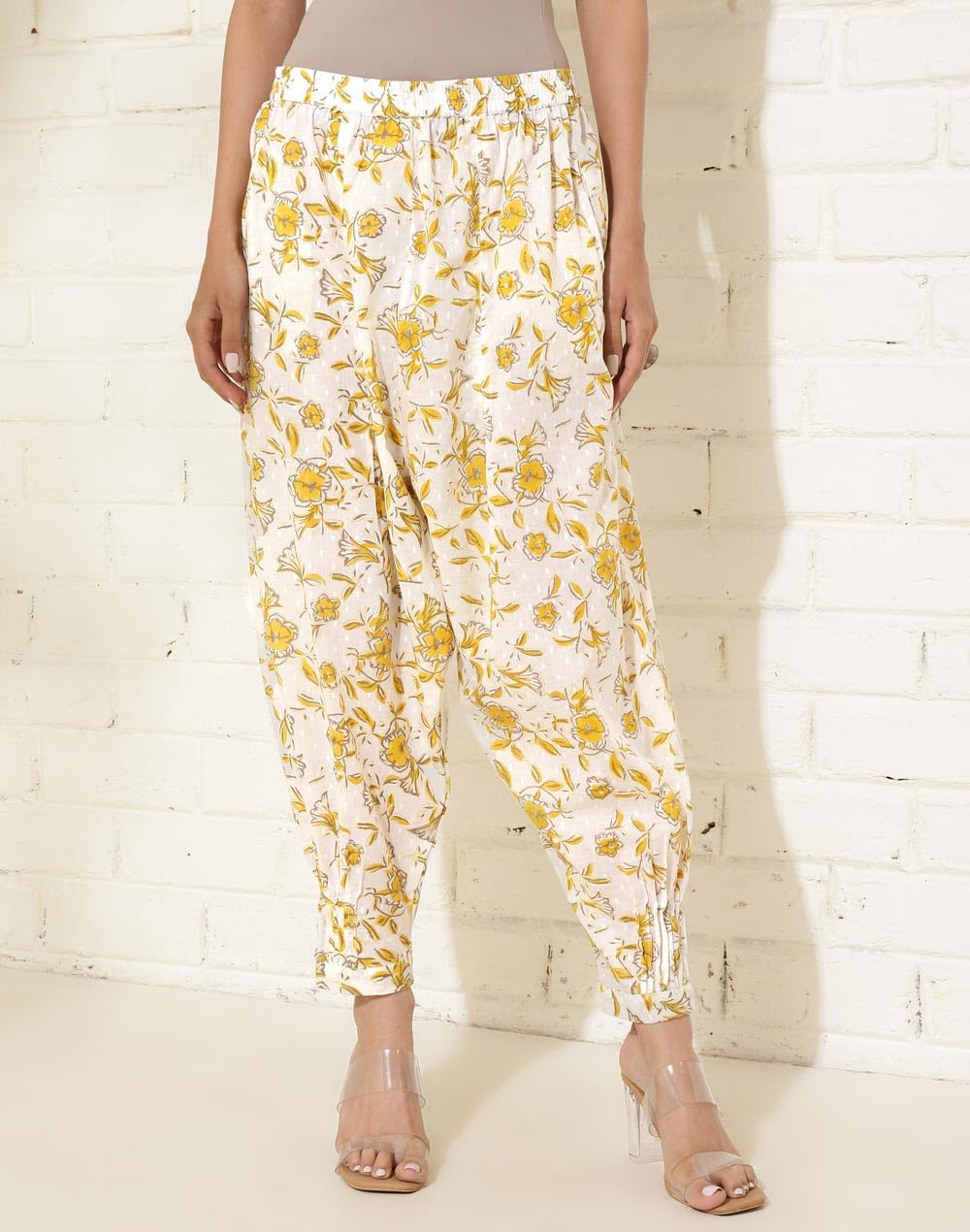 Fabindia White Cotton Hand Block Printed Salwar
