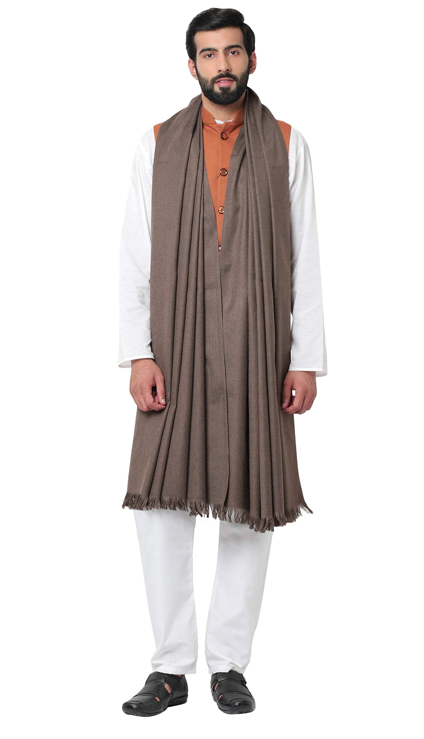 Weavers Villa Mens Plain Woollen Dhariwal Grey Lohi/Shawl, 125cm x 250cm